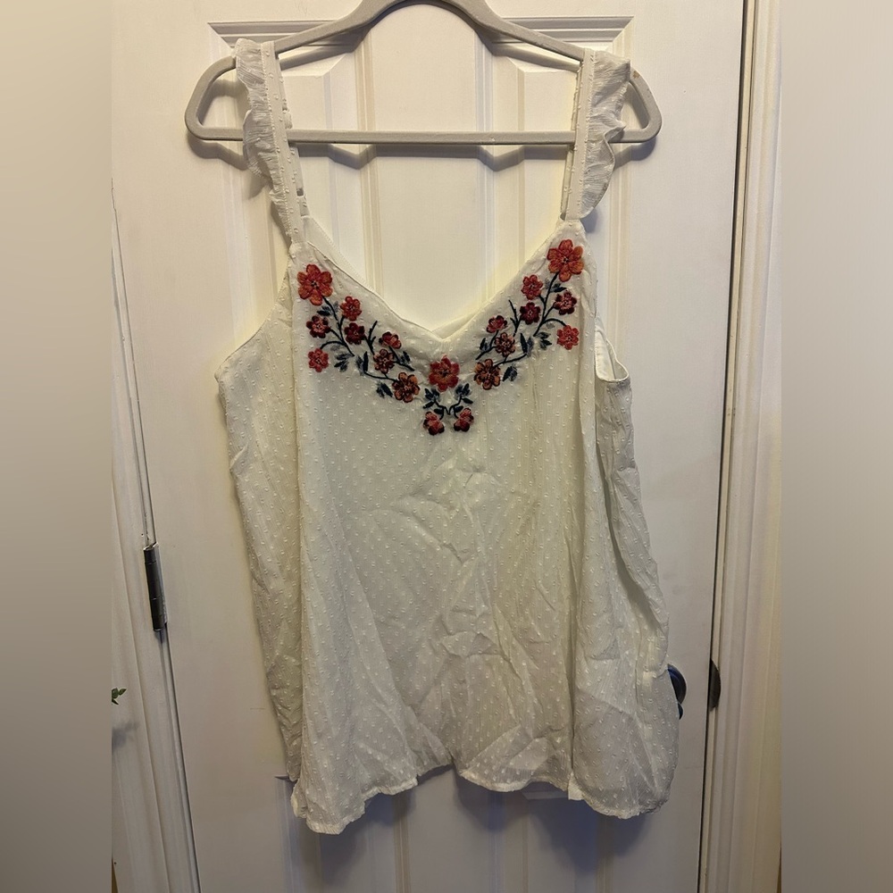 Embroidered white top
